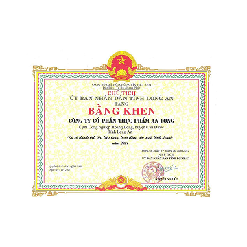 anlong-food-certificate-outstanding-achievement-production-business-2021