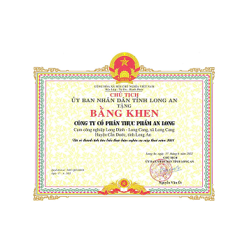 anlong-food-certificate-outstanding-achievement-tax-obligation-2021